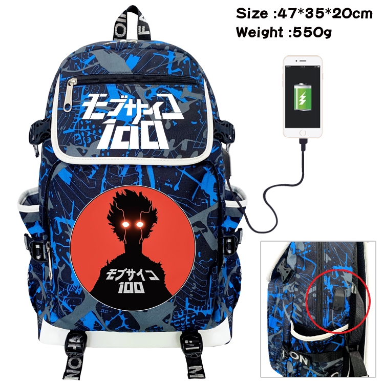 Mob Psycho 100 Camouflage Waterproof Canvas Flip Backpack Student Schoolbag 47X35X20CM