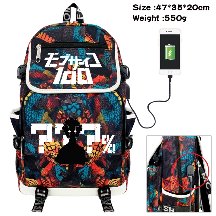 Mob Psycho 100 Camouflage Waterproof Canvas Flip Backpack Student Schoolbag 47X35X20CM