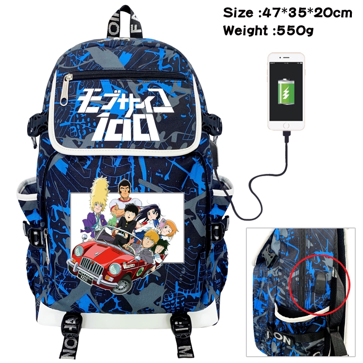 Mob Psycho 100 Camouflage Waterproof Canvas Flip Backpack Student Schoolbag 47X35X20CM