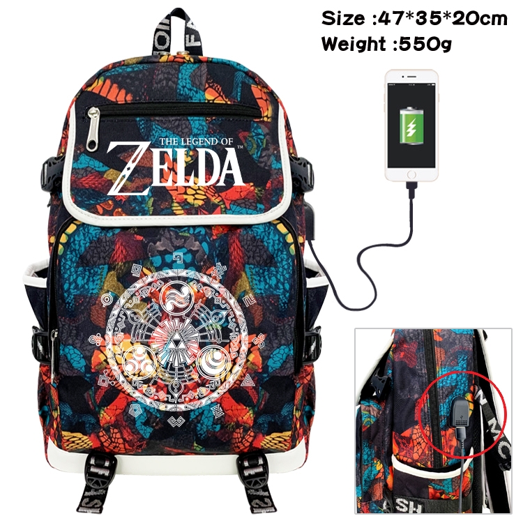 The Legend of Zelda Camouflage Waterproof Canvas Flip Backpack Student Schoolbag 47X35X20CM