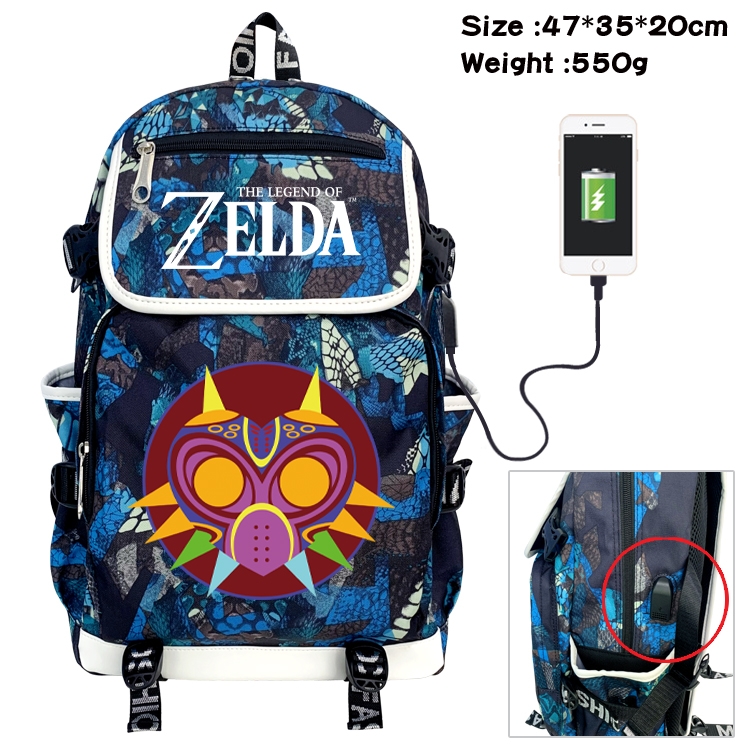 The Legend of Zelda Camouflage Waterproof Canvas Flip Backpack Student Schoolbag 47X35X20CM