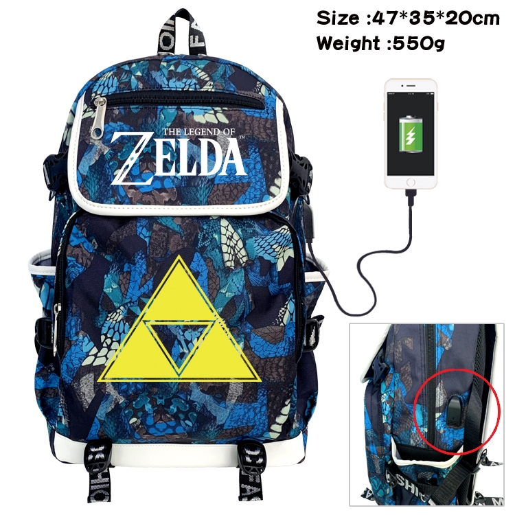 The Legend of Zelda Camouflage Waterproof Canvas Flip Backpack Student Schoolbag 47X35X20CM