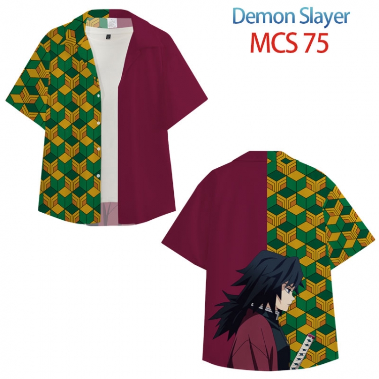 Demon Slayer Kimets Anime peripheral full color short-sleeved shirt from XS to 4XL  MCS 75