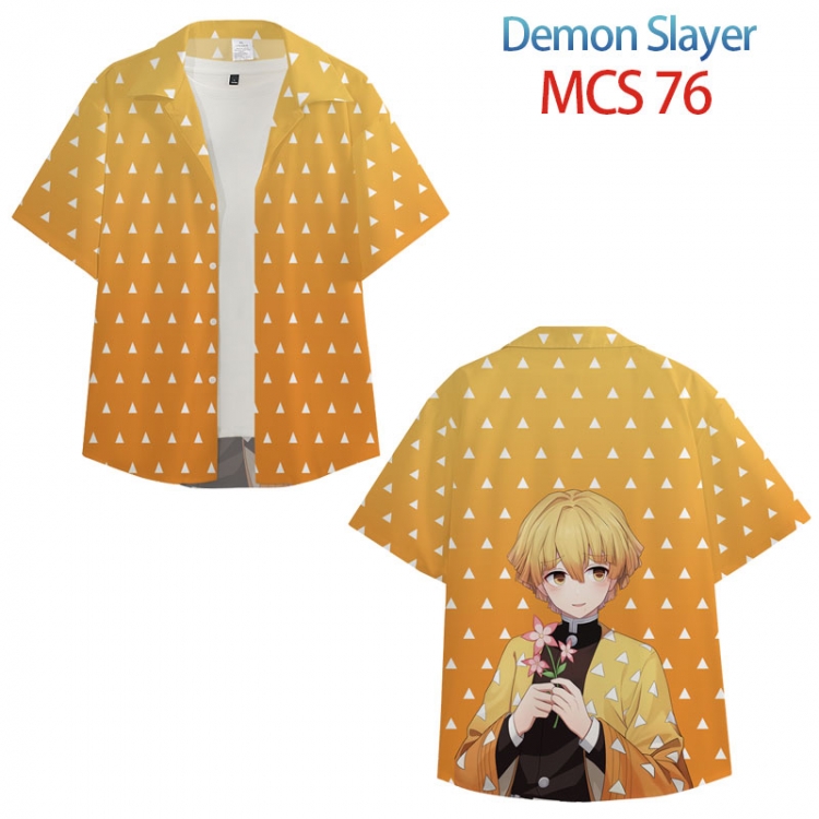 Demon Slayer Kimets Anime peripheral full color short-sleeved shirt from XS to 4XL  MCS 76