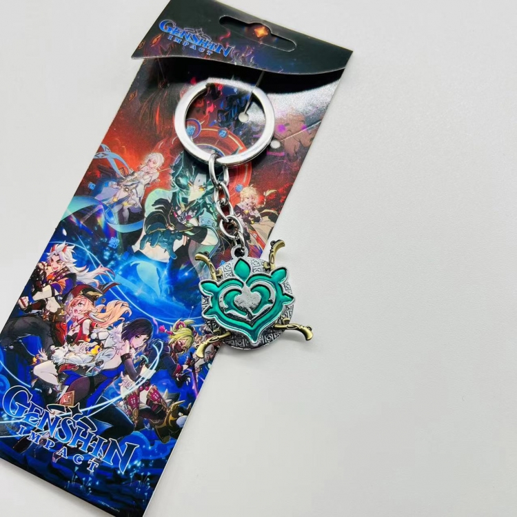 Genshin Impact Anime Peripheral Metal Rotating Keychain Pendant price for 5 pcs