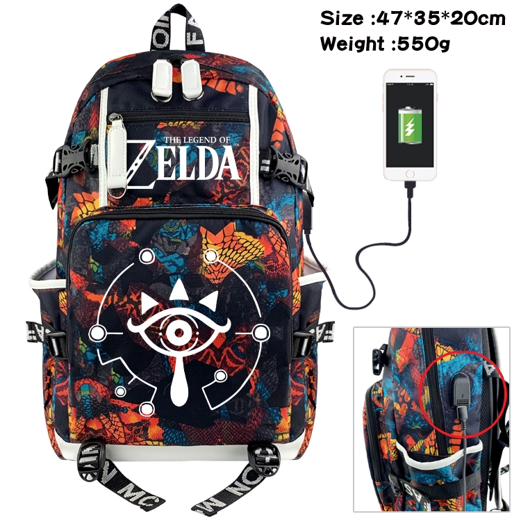 The Legend of Zelda Anime data cable camouflage print backpack schoolbag 47x35x20cm