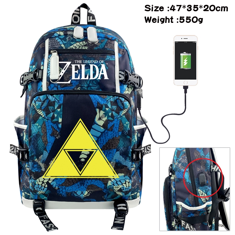 The Legend of Zelda Anime data cable camouflage print backpack schoolbag 47x35x20cm