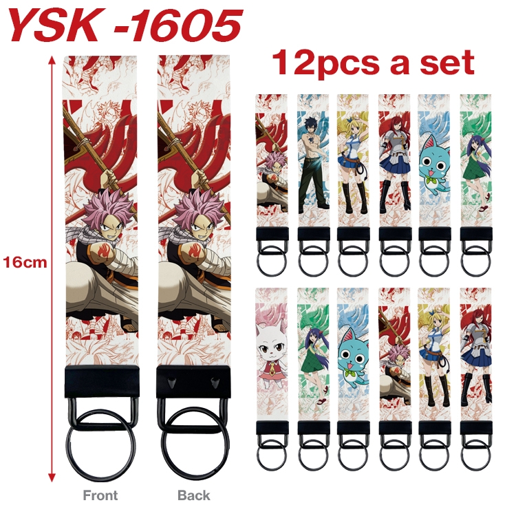 Fairy tail Anime mobile phone rope keychain 16CM a set of 12