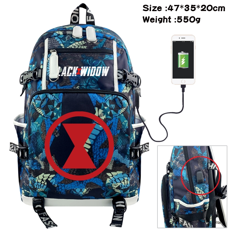 Super hero Anime data cable camouflage print backpack schoolbag 47x35x20cm