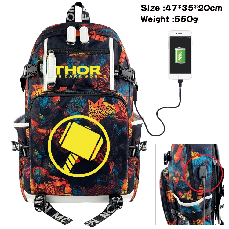 Super hero Anime data cable camouflage print backpack schoolbag 47x35x20cm