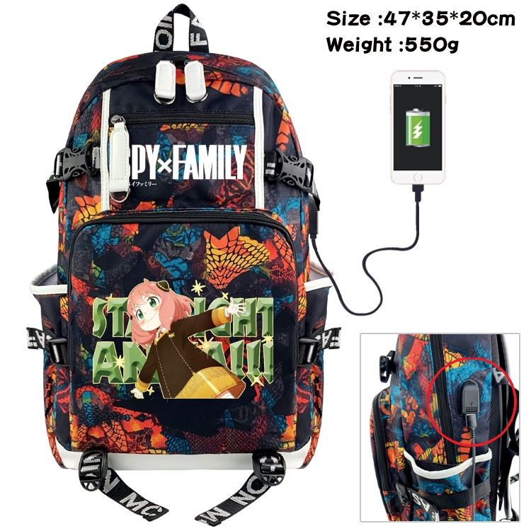 SPY×FAMILY Anime data cable camouflage print backpack schoolbag 47x35x20cm