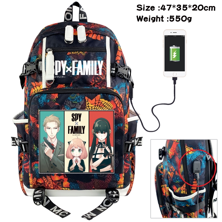 SPY×FAMILY Anime data cable camouflage print backpack schoolbag 47x35x20cm