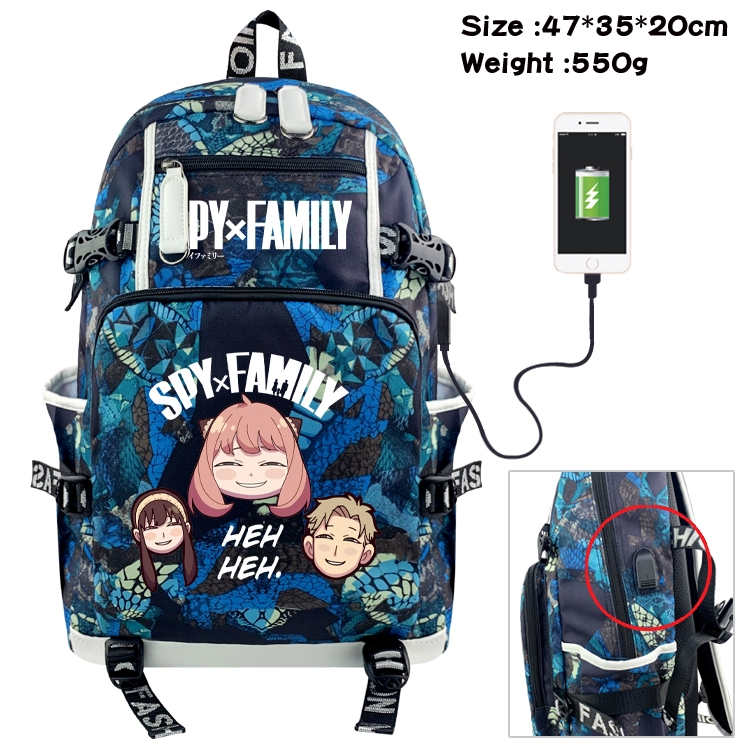 SPY×FAMILY Anime data cable camouflage print backpack schoolbag 47x35x20cm