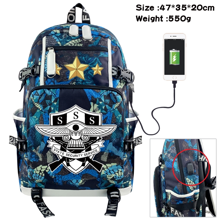 SPY×FAMILY Anime data cable camouflage print backpack schoolbag 47x35x20cm