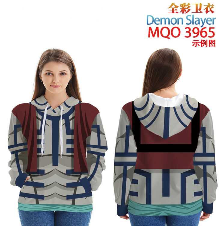 Demon Slayer Kimets Long Sleeve Hooded Full Color Patch Pocket Sweatshirt from XXS to 4XL MQO 3965 