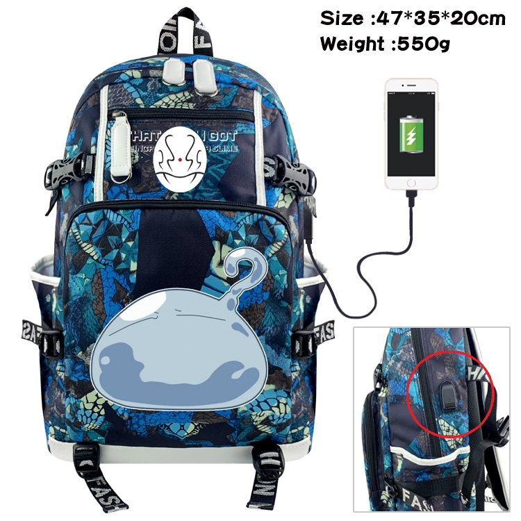 That Time I Got Slim Anime data cable camouflage print backpack schoolbag 47x35x20cm