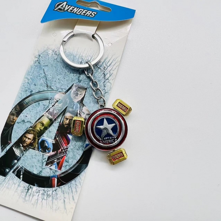 Captain America Anime Peripheral Metal Rotating Keychain Pendant price for 5 pcs