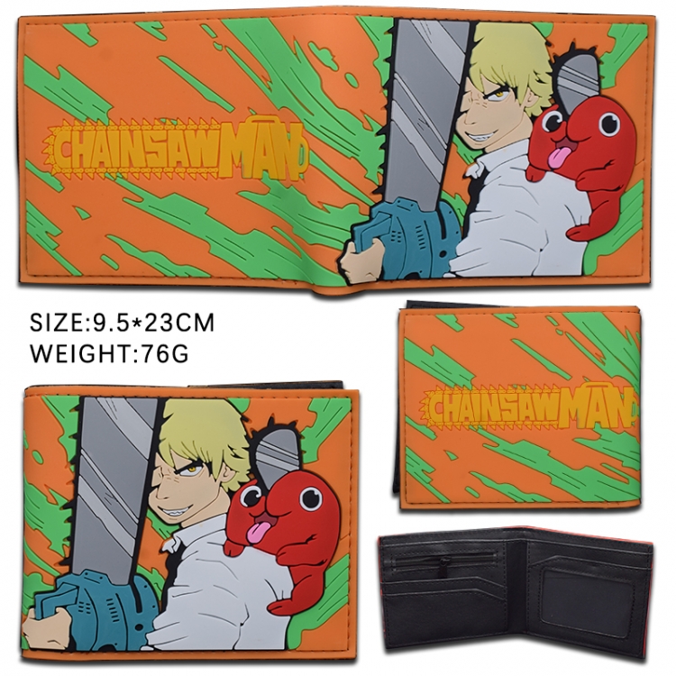 chainsaw man Silicone PVC Wallet Short Two Fold Wallet 9.5X23CM