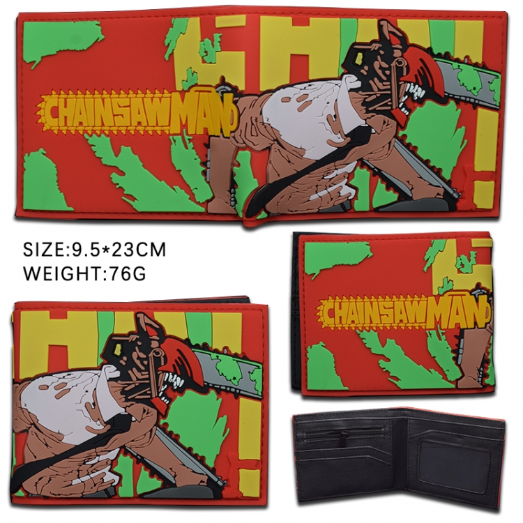 chainsaw man Silicone PVC Wallet Short Two Fold Wallet 9.5X23CM