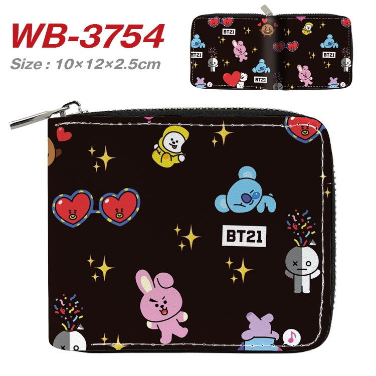 BTS  Full Color Short All Inclusive Zipper Wallet 10x12x2.5cm WB-3754A