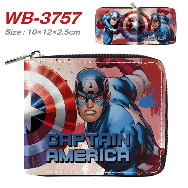 Super hero Anime Full Color Short All Inclusive Zipper Wallet 10x12x2.5cm  WB-3757A