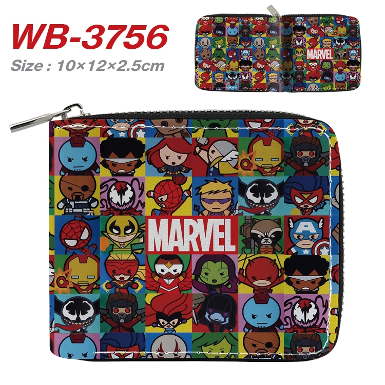 Super hero Anime Full Color Short All Inclusive Zipper Wallet 10x12x2.5cm  WB-3756A