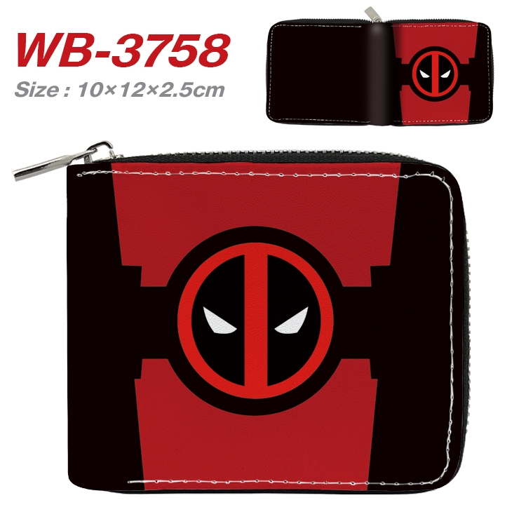 Super hero Anime Full Color Short All Inclusive Zipper Wallet 10x12x2.5cm WB-3758A