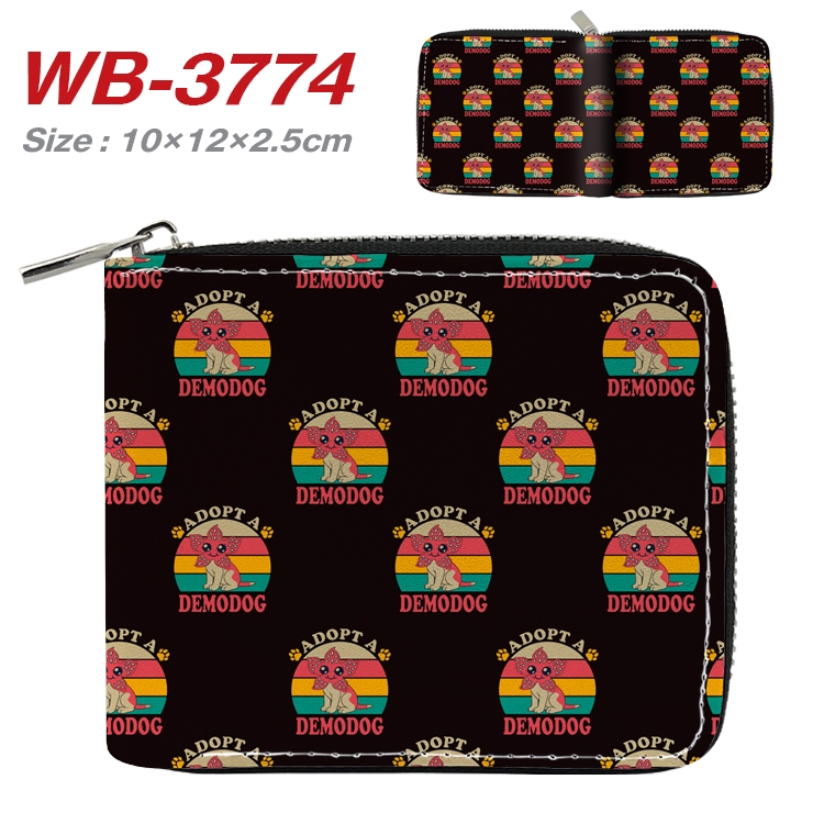 Stranger Things Anime Full Color Short All Inclusive Zipper Wallet 10x12x2.5cm WB-3774A