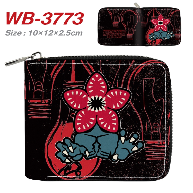 Stranger Things Anime Full Color Short All Inclusive Zipper Wallet 10x12x2.5cm WB-3773A