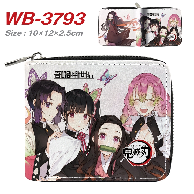 Demon Slayer Kimets Anime Full Color Short All Inclusive Zipper Wallet 10x12x2.5cm  WB-3793A