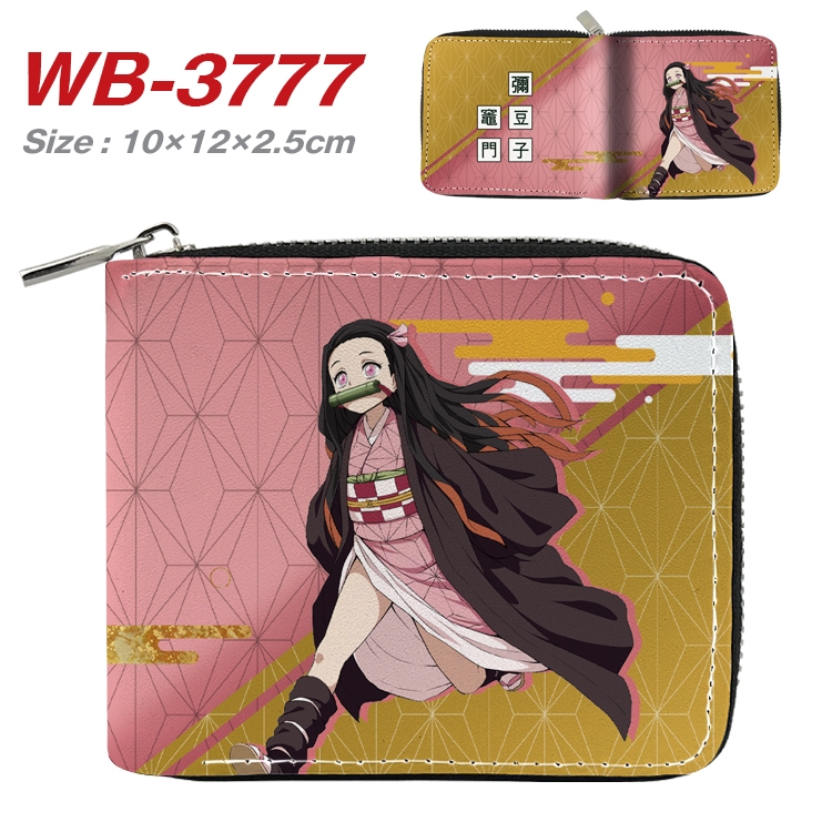 Demon Slayer Kimets Anime Full Color Short All Inclusive Zipper Wallet 10x12x2.5cm  WB-3777A