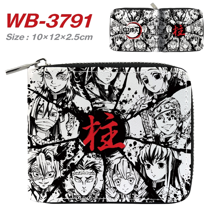 Demon Slayer Kimets Anime Full Color Short All Inclusive Zipper Wallet 10x12x2.5cm  WB-3791A