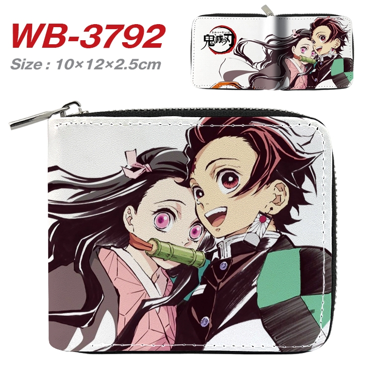 Demon Slayer Kimets Anime Full Color Short All Inclusive Zipper Wallet 10x12x2.5cm   WB-3792A