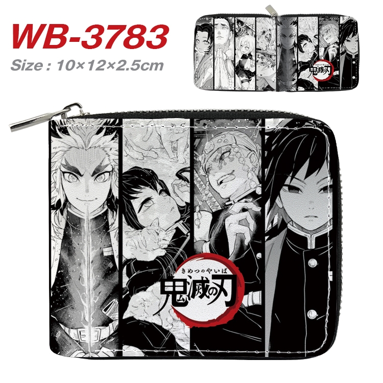 Demon Slayer Kimets Anime Full Color Short All Inclusive Zipper Wallet 10x12x2.5cm   WB-3783A