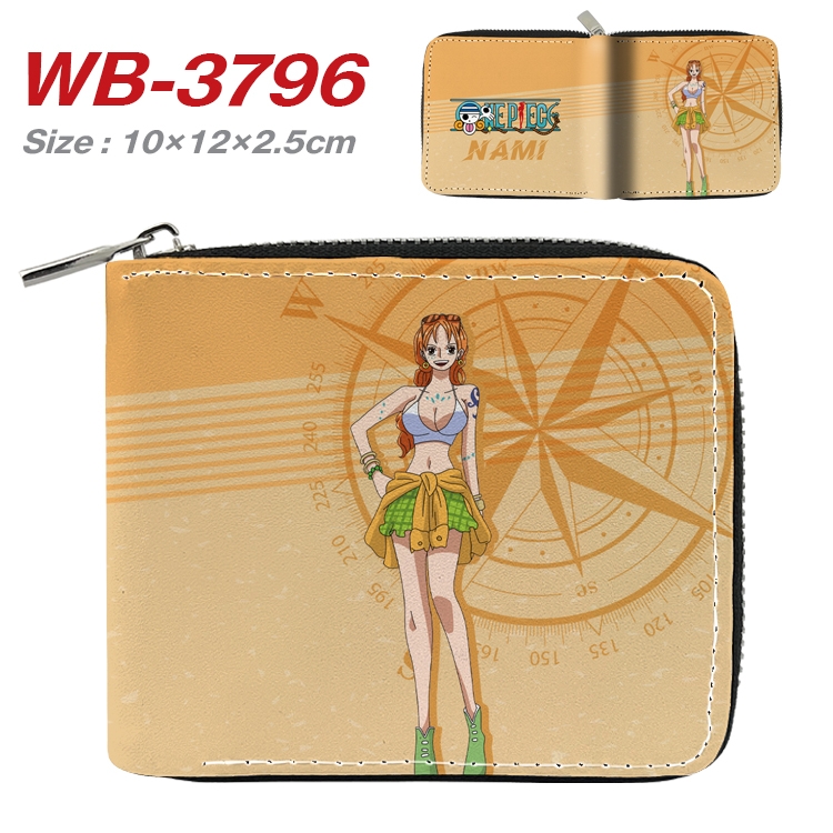 One Piece Anime Full Color Short All Inclusive Zipper Wallet 10x12x2.5cm WB-3796A