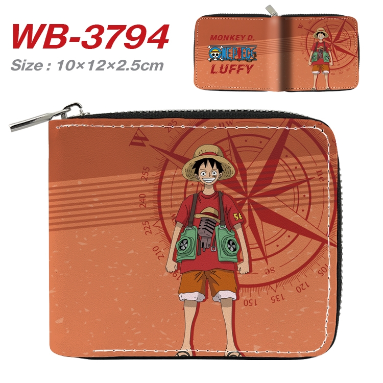 One Piece Anime Full Color Short All Inclusive Zipper Wallet 10x12x2.5cm WB-3794A
