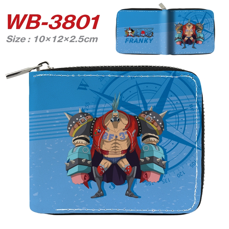 One Piece Anime Full Color Short All Inclusive Zipper Wallet 10x12x2.5cm WB-3801A