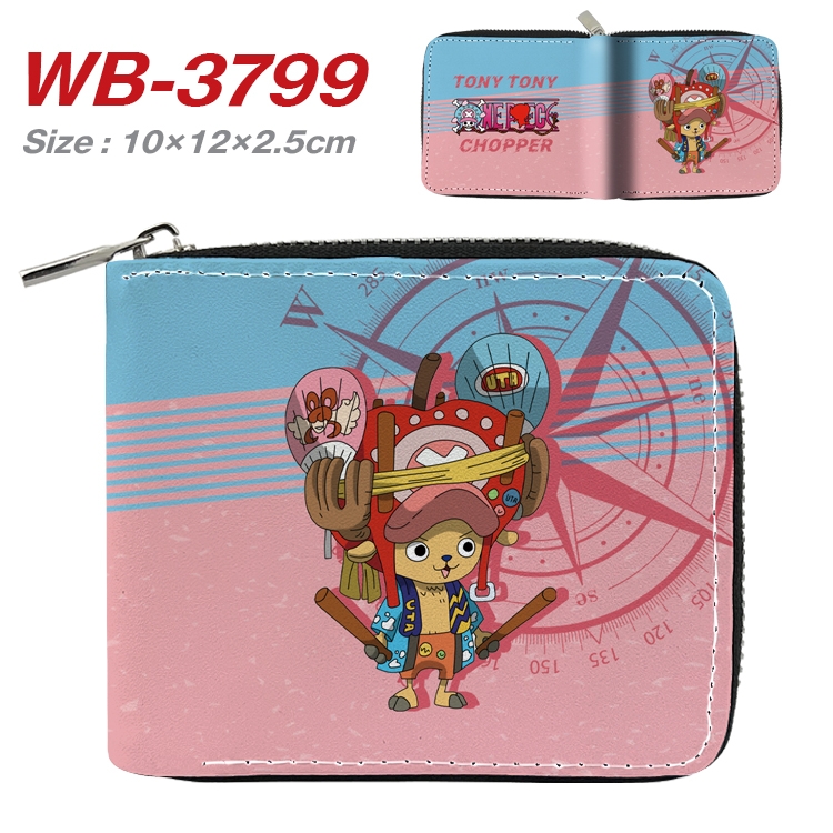 One Piece Anime Full Color Short All Inclusive Zipper Wallet 10x12x2.5cm WB-3799A
