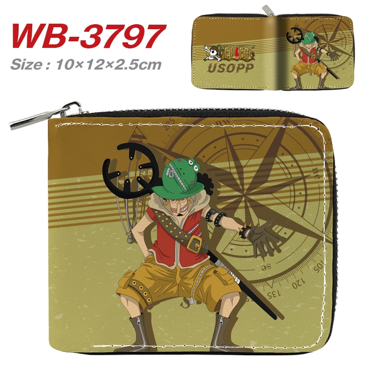 One Piece Anime Full Color Short All Inclusive Zipper Wallet 10x12x2.5cm WB-3797A