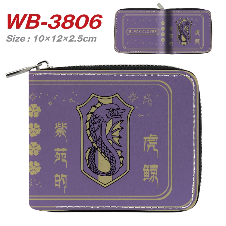 black clover Anime Full Color Short All Inclusive Zipper Wallet 10x12x2.5cm WB-3806A