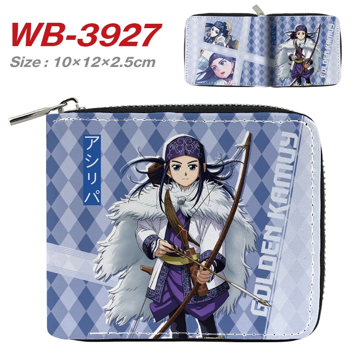 Golden Kamui Anime Full Color Short All Inclusive Zipper Wallet 10x12x2.5cm WB-3927A