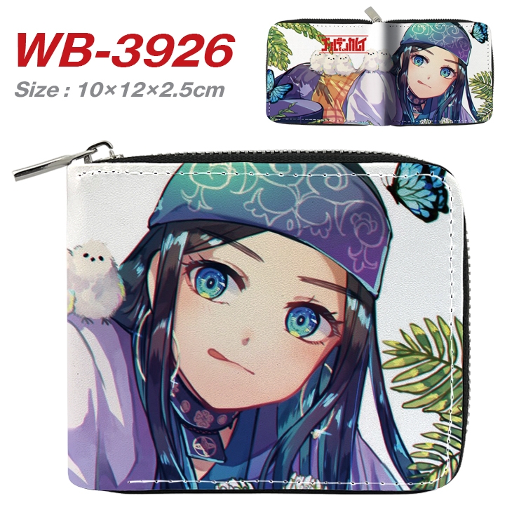 Golden Kamui Anime Full Color Short All Inclusive Zipper Wallet 10x12x2.5cm WB-3926A