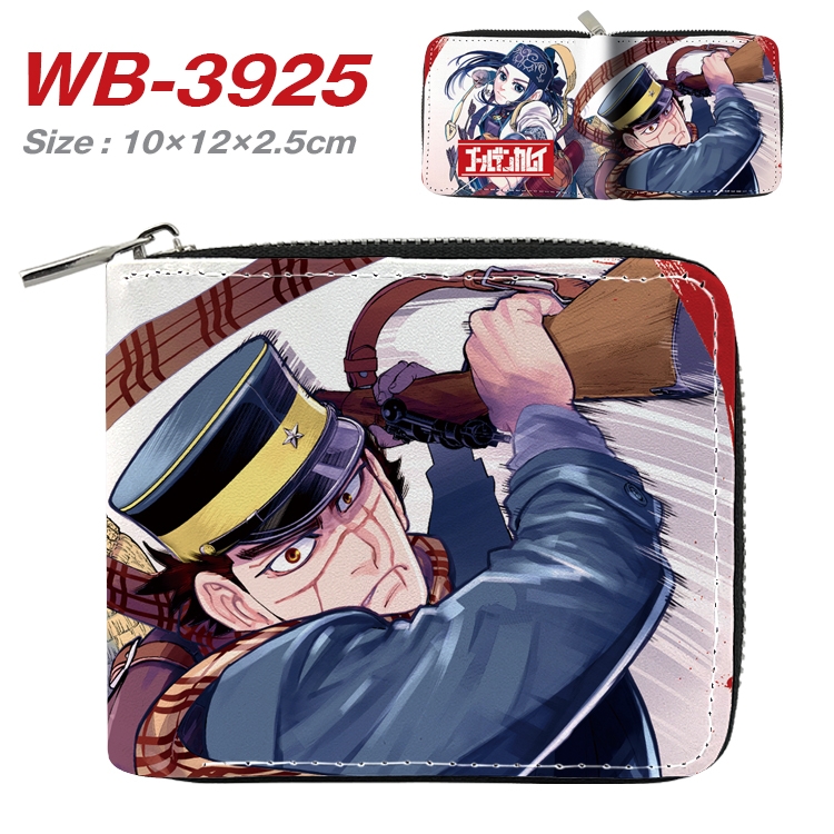 Golden Kamui Anime Full Color Short All Inclusive Zipper Wallet 10x12x2.5cm WB-3925A