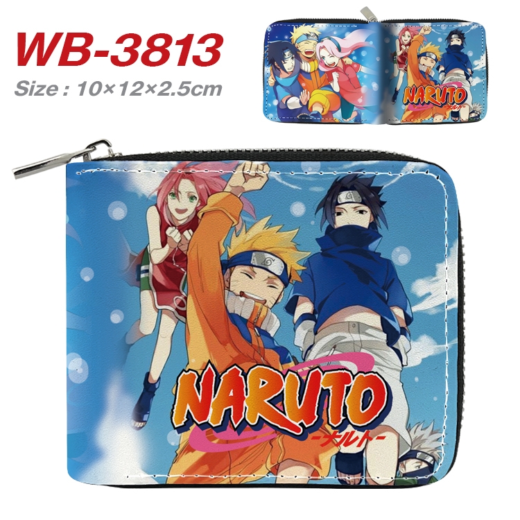 Naruto Anime Full Color Short All Inclusive Zipper Wallet 10x12x2.5cm WB-3813A