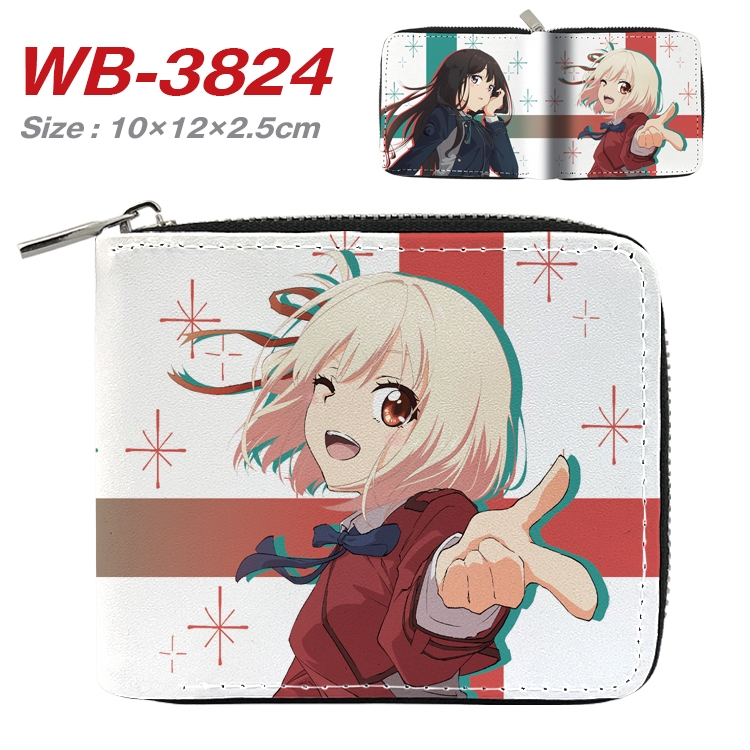 LycorisRecoil Anime Full Color Short All Inclusive Zipper Wallet 10x12x2.5cm WB-3824A