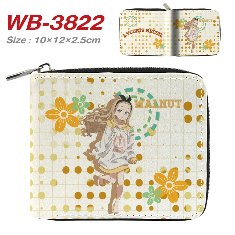 LycorisRecoil Anime Full Color Short All Inclusive Zipper Wallet 10x12x2.5cm WB-3822A