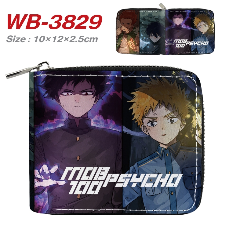 Mob Psycho 100 Anime Full Color Short All Inclusive Zipper Wallet 10x12x2.5cm WB-3829A