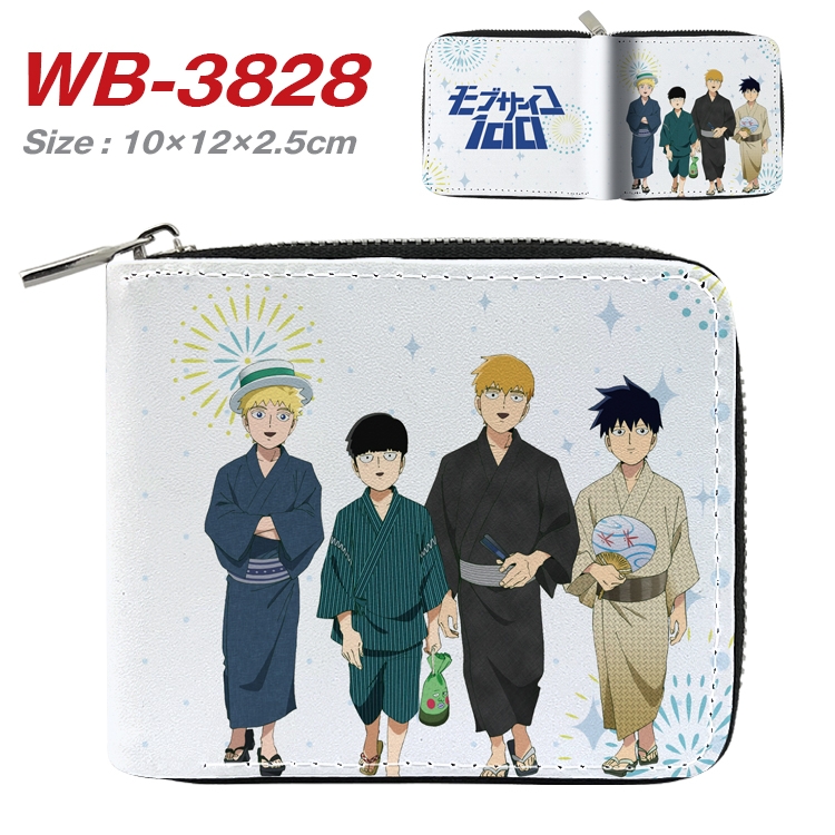 Mob Psycho 100 Anime Full Color Short All Inclusive Zipper Wallet 10x12x2.5cm WB-3828A