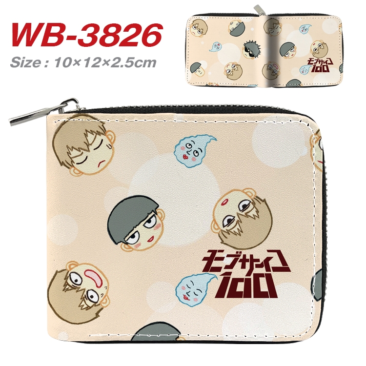 Mob Psycho 100 Anime Full Color Short All Inclusive Zipper Wallet 10x12x2.5cm WB-3826A