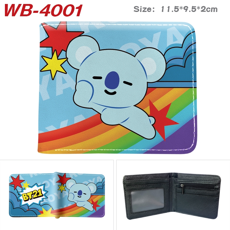 BTS Anime color book two-fold leather wallet 11.5X9.5X2CM  WB-4001A